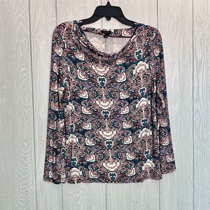 Talbots Purple Teal Long Sleeve Top Petite PM NWT